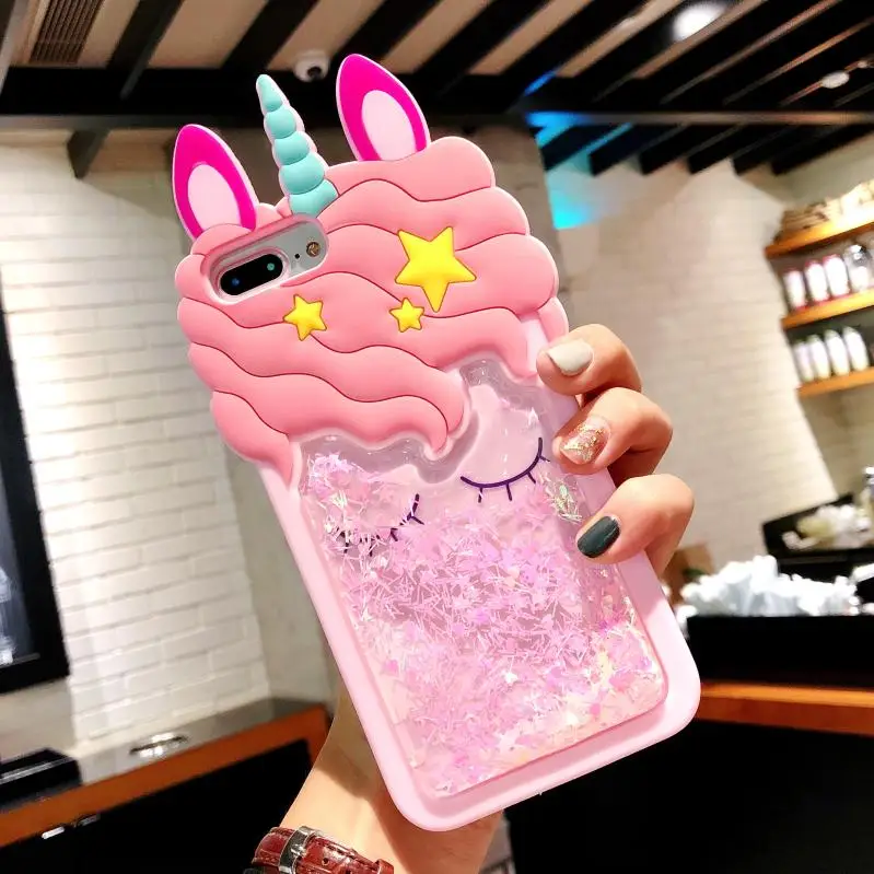 Силиконовые 3d чехлы GIMFUN Kawaii для Iphone 7 6 6s 5 8 Plus с рисунком жидкой лошади задняя