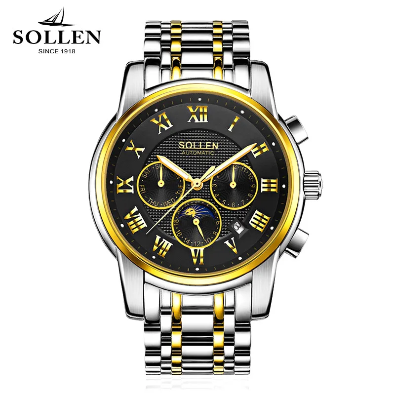 

zegarki meskie Watch men multi-function automatic mechanical clock steel with waterproof hollow male wristwatches reloj hombre