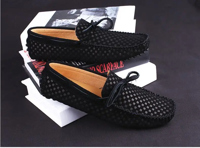 Men's Casual Suede Handmade Velvet Loafers Breathable Leather Driving Shoes Slip-on Boat Shoes Fashion Moccasins Men's Flat Shoe (7)