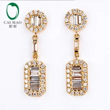 Caimao ювелирные изделия 14 к желтое золото 1.15ct натуральные бриллианты обручение висячие серьги