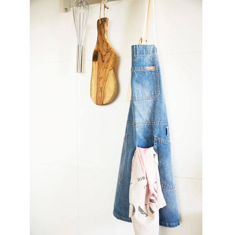 Apron for Women Denim Cowboy Family Matching BBQ Senior Cotton baking Bib Kitchen Men cooking Waitress Apron for man