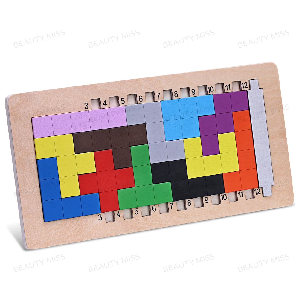 Colorful Wooden Tangram Tetris Game Brain Teaser Puzzle font b Toys b font Preschool Imagination Educational