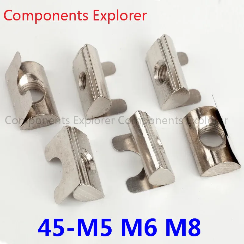 45 Series Spring T Nuts M5 M6 and M8 for 45 Series Aluminum Extrusion