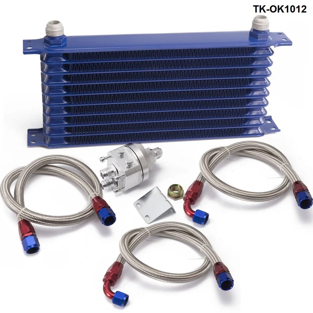 UNIVERSAL 10 ROW OIL COOLER KIT WITH OIL FILTER RELOCATION KIT FOR