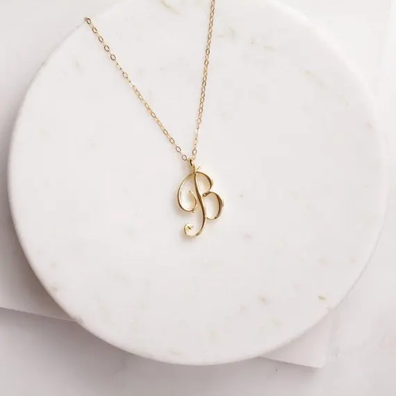 Small letter Label Simple Initial Logo alphabet B Necklace Fashion Symbol English Initials Letters Charm Pendant Jewelry | Украшения и