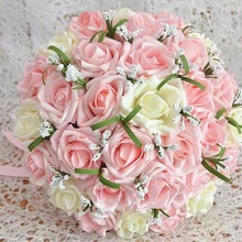 Розовый Свадебный букет ручной работы искусственный цветок Роза buque casamento Свадебный букет для свадебного украшения
