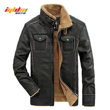 

New 2018 Winter PU Leather Jacket Men Thick Warm Motorcycle Jackets jaqueta de couro masculino Men Casual Coat Fleece Overcoat