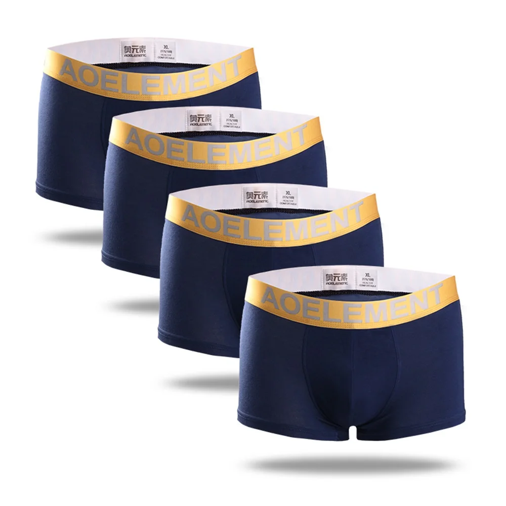 

2019 Men Solid Color Boxers Underanties Printed Boxer Shorts 4Pcs/lot Underwear Boxer Modal Boxer Man U Convex Breathable Belt