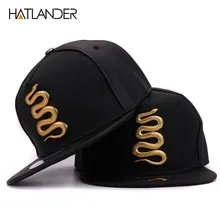 Женщины Hatlander Кожаные Бейсболки Тупой Рэпер Рок Крышки Snapback Плоские Шляпы Джаз Золотая Змея Черный Панк Хип-Хоп Шапки Для Мужчин