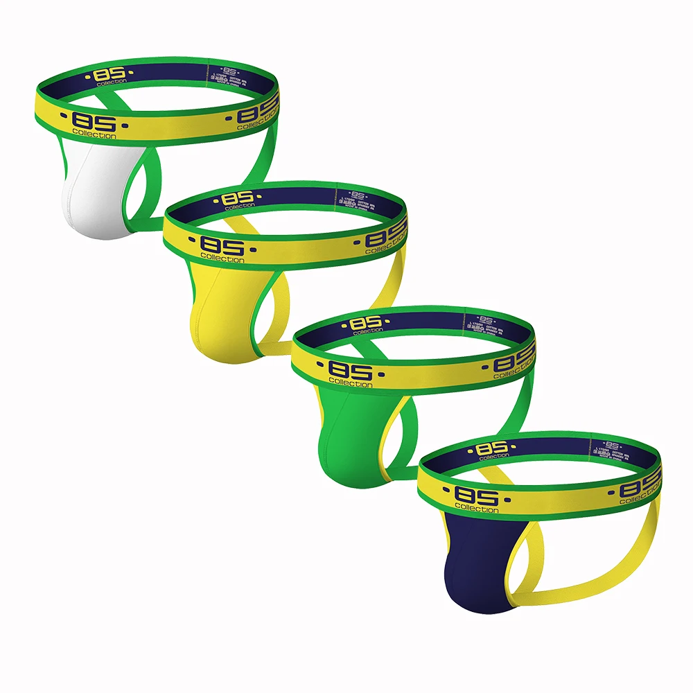 BS 2019 Gay jockstrap 4 шт./партия нижнее белье полупрозрачные мужские хлопковые Стринги