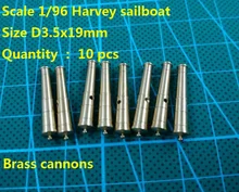 Nidale modelo cnc kits de bronze clássico canhões para escala 1/96 harvey 1847 modelo barco à vela 10 pçs/lote
