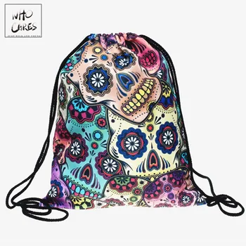 

Mexican skull 3D printing mini Backpack women fashion Women travel softback men mochila drawstring bag backpacks sac a dos