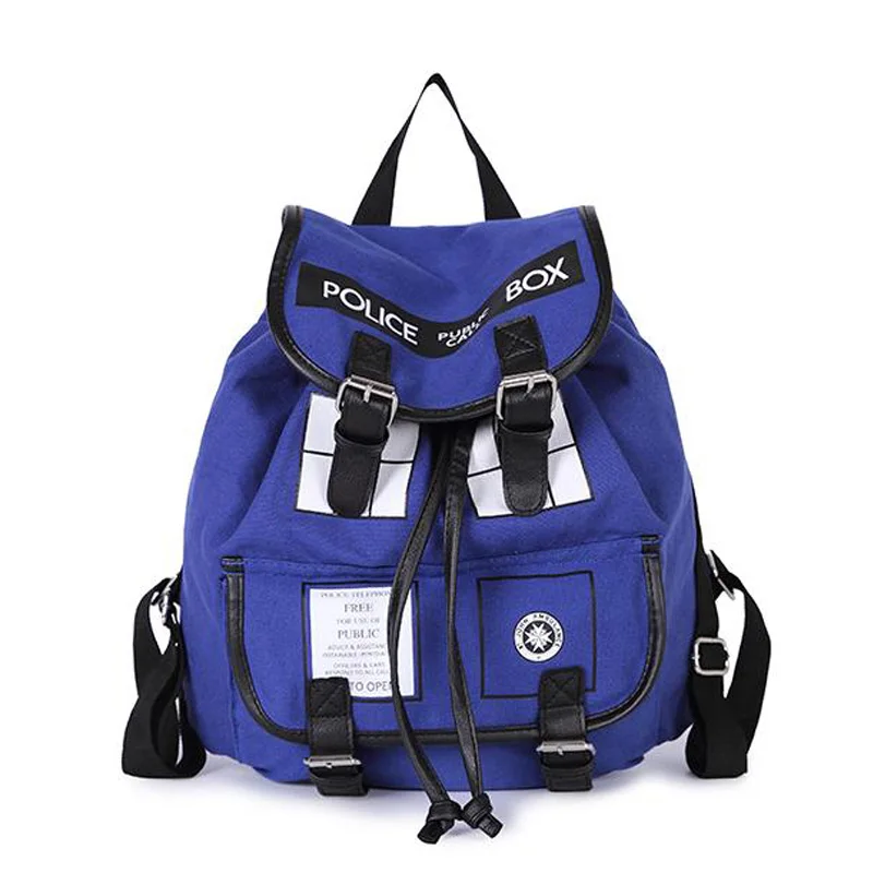 Женский рюкзак, мужской школьный рюкзак Dr. Who Tardis с пряжкой, подростковые рюкзаки для девочек, сумки на завязках, женский холщовый мужской рюкзак для ноутбука - Цвет: Синий