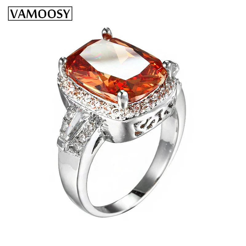 

VAMOOSY 2018 Shiny AAA Zircon Jewelry Wedding Engagement Rings for Women Vintage Copper Jewelry Crystal for Women propose Rings