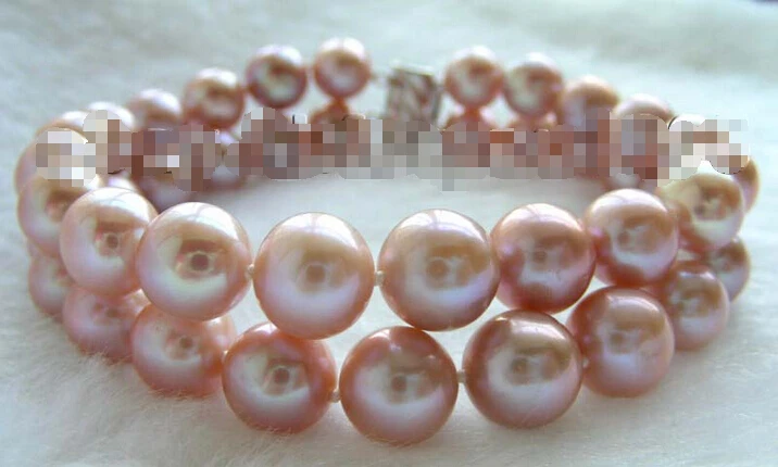 

Free shipping >>>>>>8" Double Natural 10mm Round Purple Pearl Bracelet 14KGP!