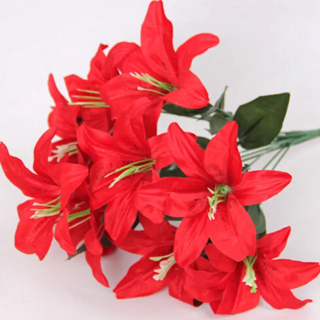 Buy 1 Dozen Leafy Artificial Silk Lily Flowers Flower