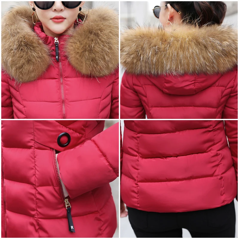 With Fur Hooded Women Winter Jacket Hooded Slim Womens Basic Jackets Outwear Female Coat Coats Chaqueta Mujer Invierno