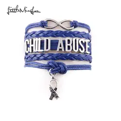 Маленькая MingLou бесконечная надежда жестокого обращения с детьми лента очарование осведомленности браслеты и браслеты для Для женщин