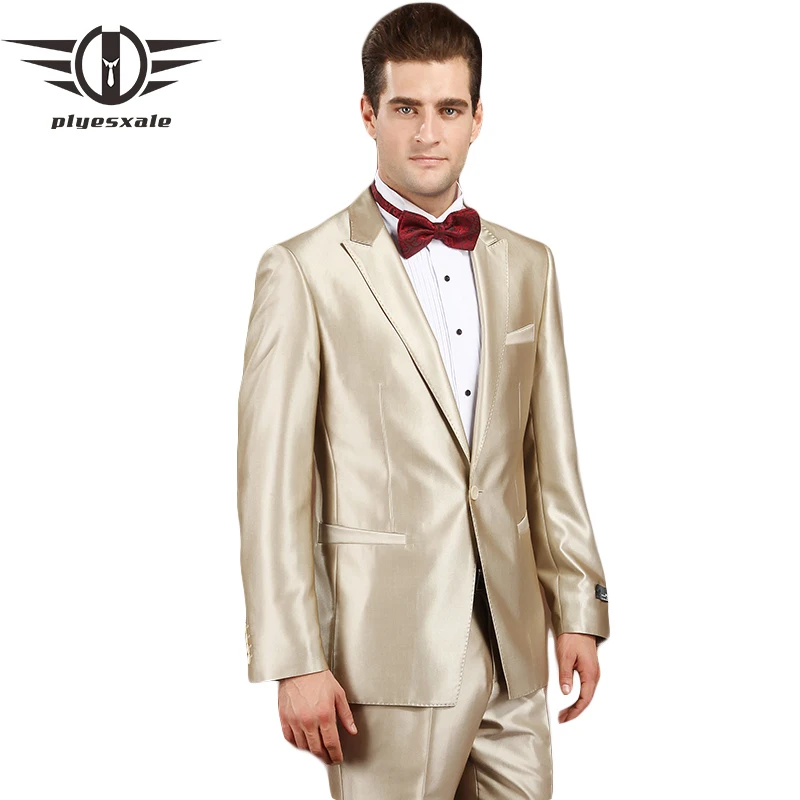 Plyesxale Wedding Suits For Men 2018 Champagne Tuxedo Mens Prom Suits