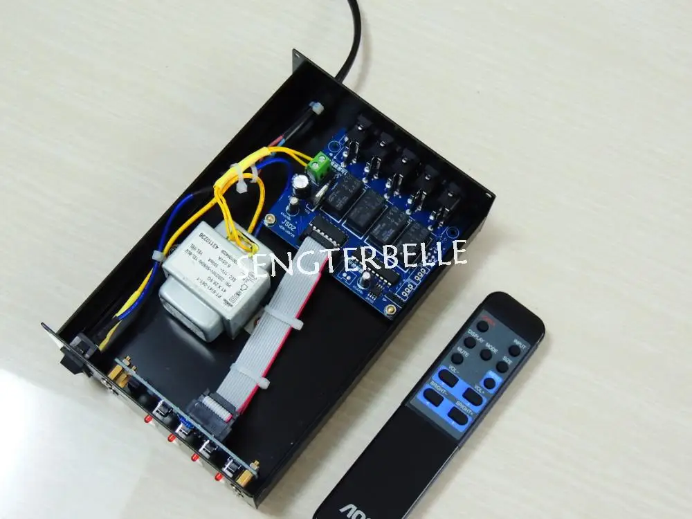 Finished new version remote audio switcher 4 ways choose input stereo 1 way output