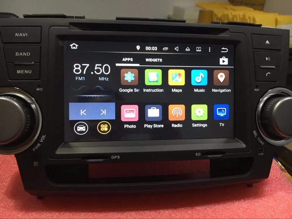 

7" Android 5.1 Quad Core Car GPS Navigation Car Autoradio stereo DVD Player Head unit For Toyota Highlander 2007-2013