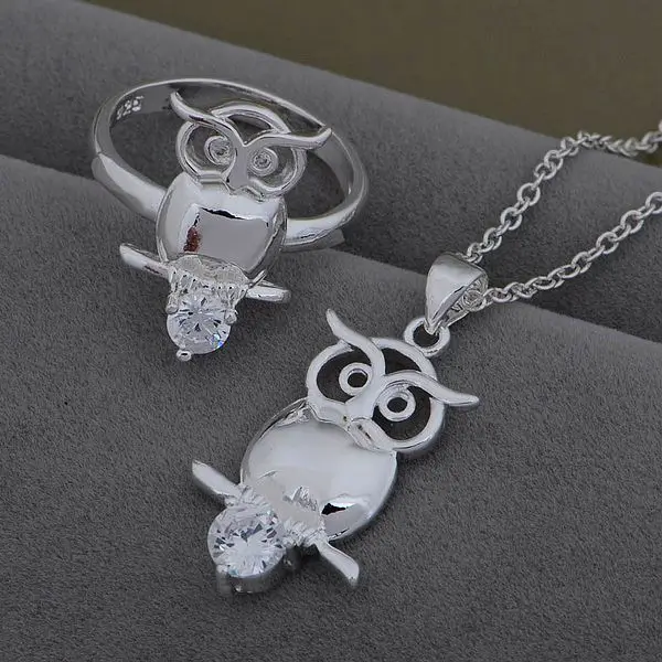 

AS512 Trendy wholesale silver Jewelry Sets Ring 504 + Necklace 939 /awsajnza bxpakowa