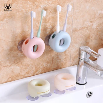 

luluhut toothbrush holder suction cup reusable toothbrush holder bathroom wall brush holder couple sucker brush container