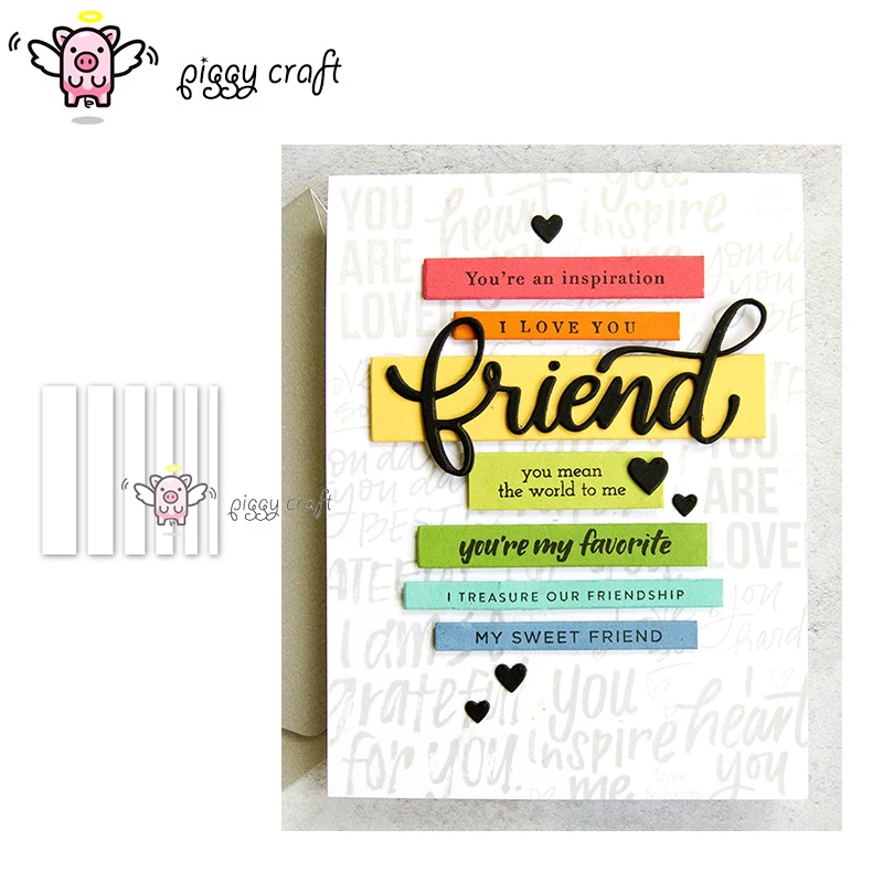 

Piggy Craft metal cutting dies cut die mold Message label long frame Scrapbook paper craft knife mould blade punch stencils dies