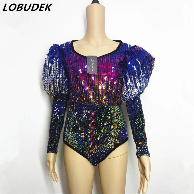 blue sequin bodysuit