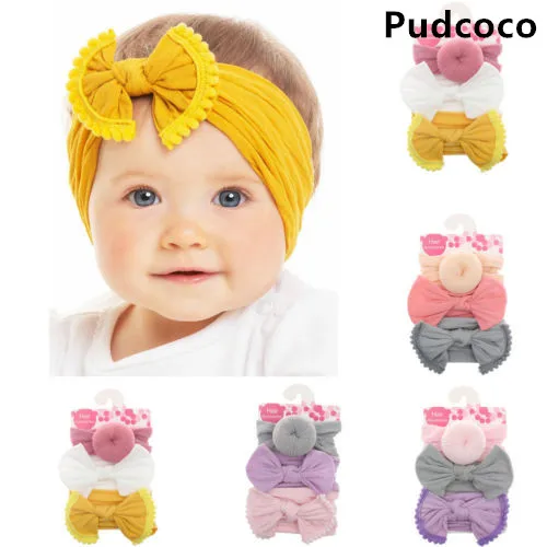 

Princess Girl Kid Baby Bow Hairband Headband Stretch Turban Knot Head Wrap 3pcs