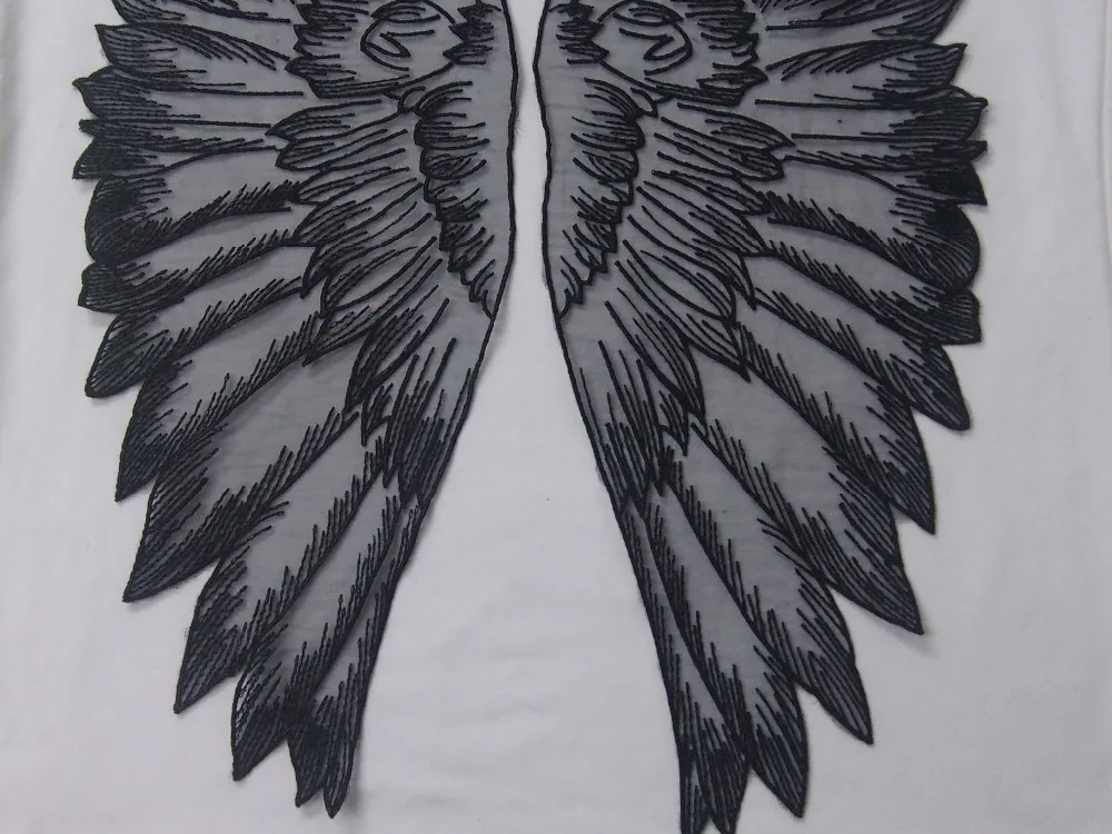Lasui 3 пары = 6 шт. белый и черный ангел крылья из органзы кружева аппликация DIY платье аксессуары 0024