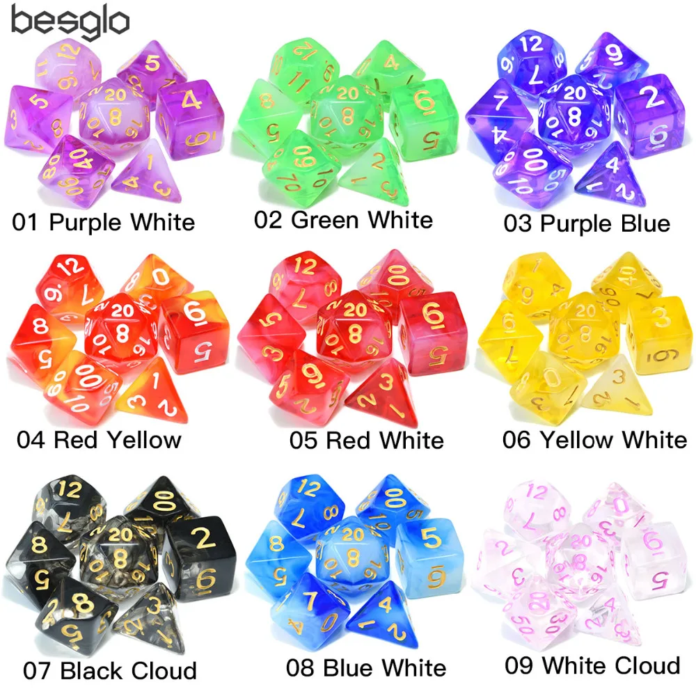 

New Double-Color Transparent Dice for Dungeons and Dragons Role Playing Games MTG Board Games