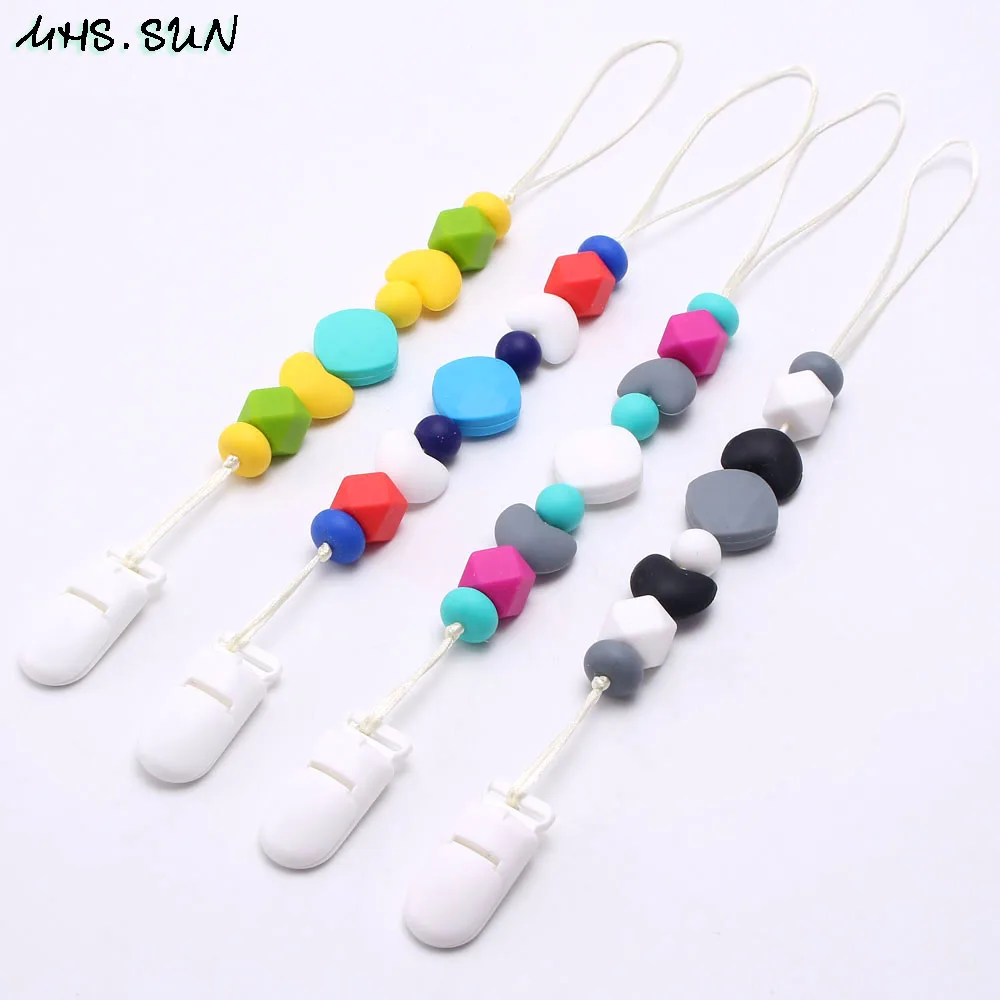 255 (1),SL255,45g,$2.33-1PC,$17.5-5PC.Baby silicone beads pacifier chain clips safe handmade kids teething chewing silicone chain dummy clips soother jewelry 