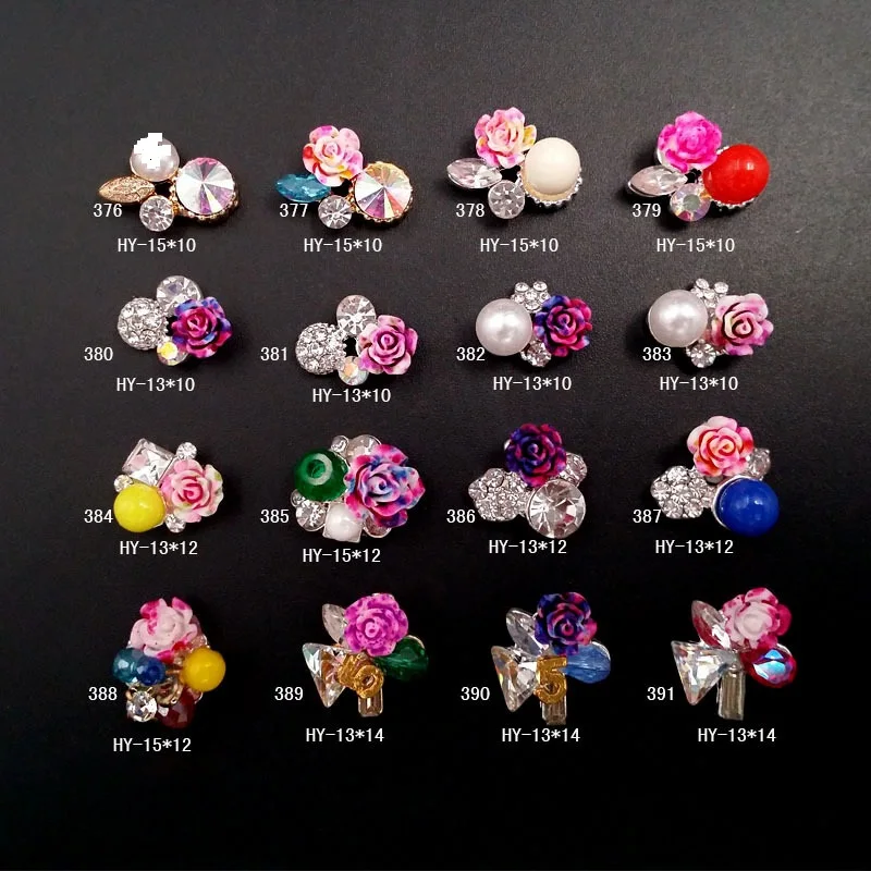 Strass Nail Art Flower Style Design Nail Alloy 3D Rhinestones Pearl Decoration Manicure Accessories Nail Decorations