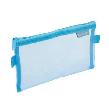 

Zip up Nylon Mesh Pencil Pen Stationary Holder Case Bag Blue for Students