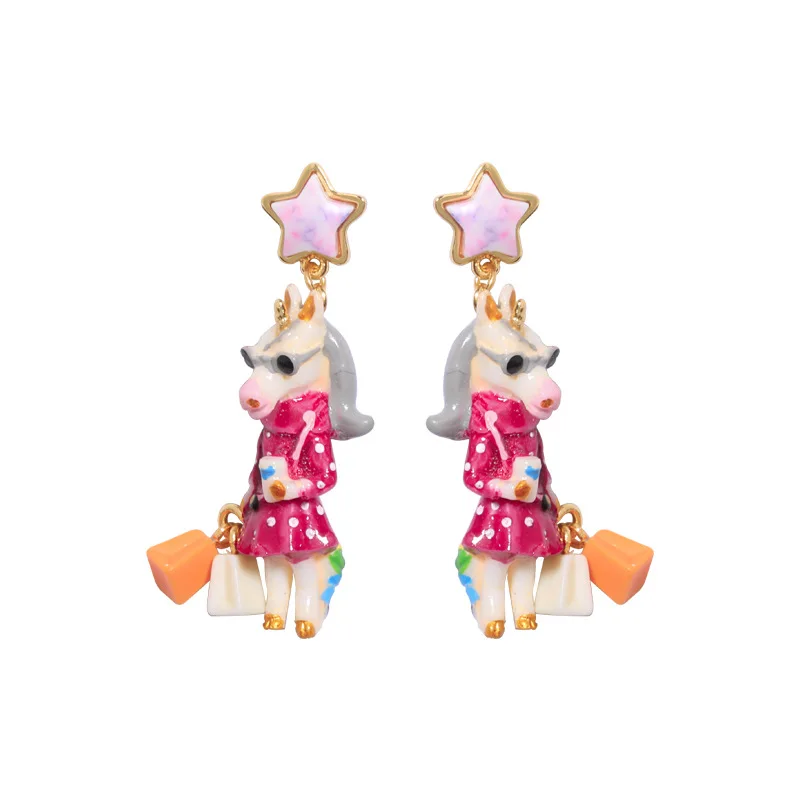 unicorn series enamel glaze earring
