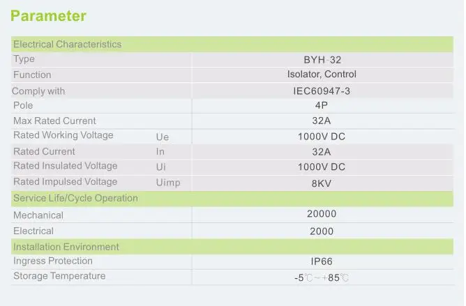 Утвержденны SAA Солнечная изолятор постоянного тока 1000 V 32A 4 P Солнечный 5 лет гарантии IP66 ПВ изолятор