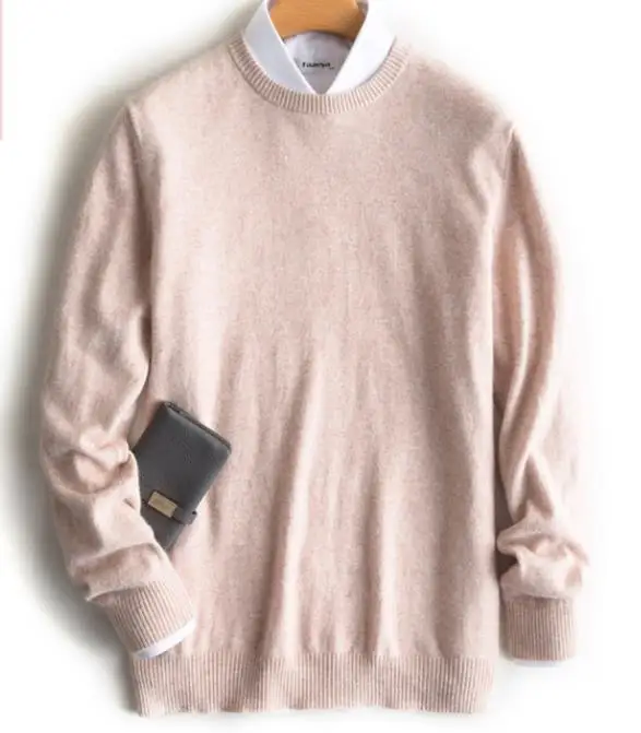 Кашемировый хлопковый смешанный пуловер и свитер для мужчин осень зима теплая одежда джемпер hombre robe pull homme hiver вязаный свитер - Цвет: Khaki o-neck