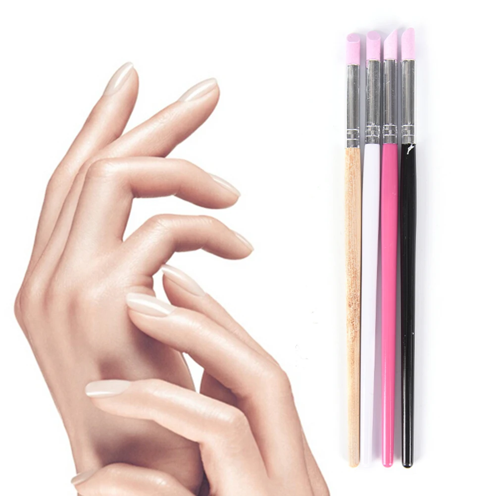 19cm Quartz Cuticle Remover Pen Stone Pusher File Handle Pink Black