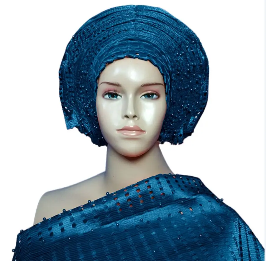 Африканский уже сделаны ткань ашо Оке(aso OKE) дизайн шляпы без полей для женщин под традиционное платье aso ebi, DHL - Цвет: turquoise