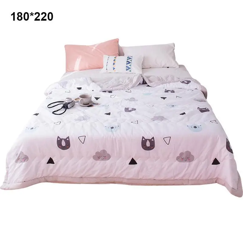 Стеганое одеяло в скандинавском стиле с принтом кондиционера, летнее, прохладное, одиночное, двойное, маленькое, свежее, королевское, постельное белье, из хлопка, летние принадлежности - Цвет: E 110x150cm