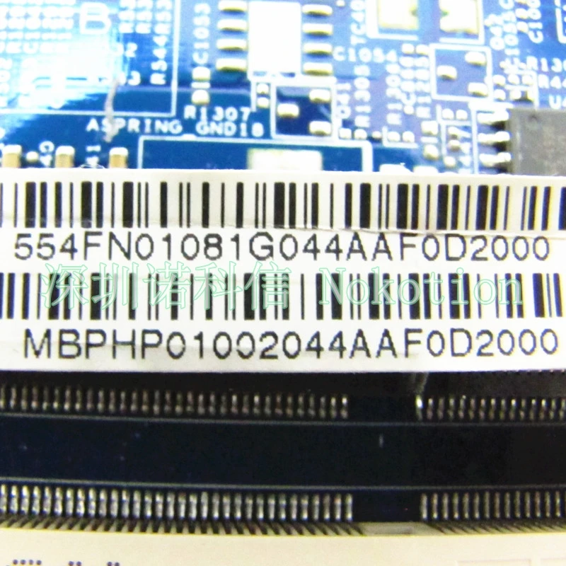 Nokotion MBPHP01002 اللوحة الرئيسية لشركة أيسر asipre 5542 laptop motherboard ddr2 hd 4500 mb. PHP01.002 48.4FN02.011 يعمل الشحن cpu