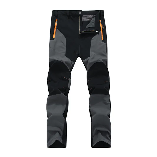 Мужские уличные водонепроницаемые походные брюки для альпинизма, кемпинга, скалолазания, тонкие быстросохнущие штаны для рыбалки, дышащие спортивные длинные штаны - Цвет: Black And Gray