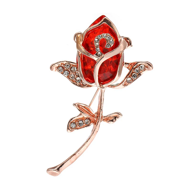 Crystal Rose Flower Pin Crystal Brooch Women's Accessories Cute Women's Wedding Dress