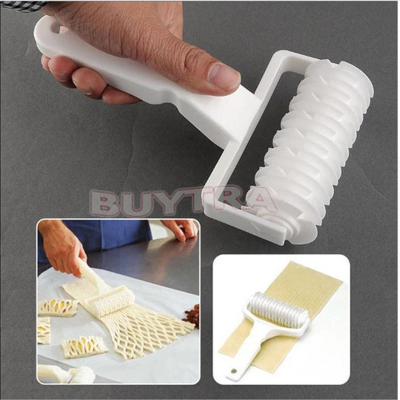 

Large Size Pie Pizza Cookie Cutter Pastry Tools Bakeware Embossing Dough Roller Lattice Craft Cooking Tools 14cmx12cm