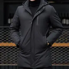 M-3XL, хит, зимняя новая мужская модная Повседневная Длинная хлопковая стеганая куртка с капюшоном, со съемным капюшоном