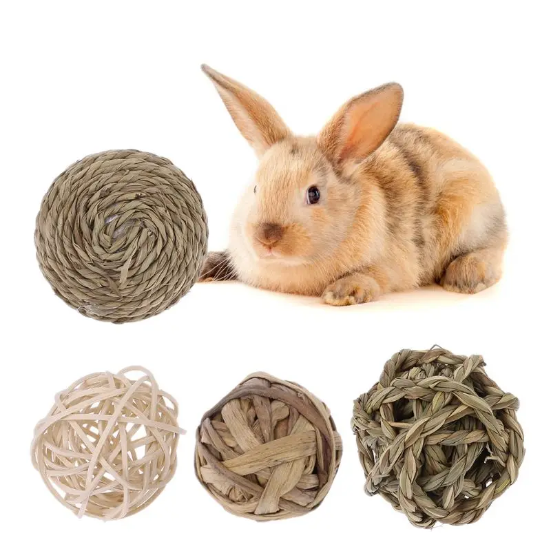 

4Pcs Pet Small Animal Activity Play Chew Natural Ball Toys for Rabbits Guinea Pigs Gerbils