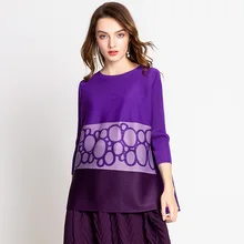 Цветная короткая женская одежда новая мода Женская плиссированная футболка MIYAKE оптом