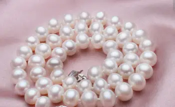 

gorgeous round 9-10mm white pearl necklace 18inch 36"