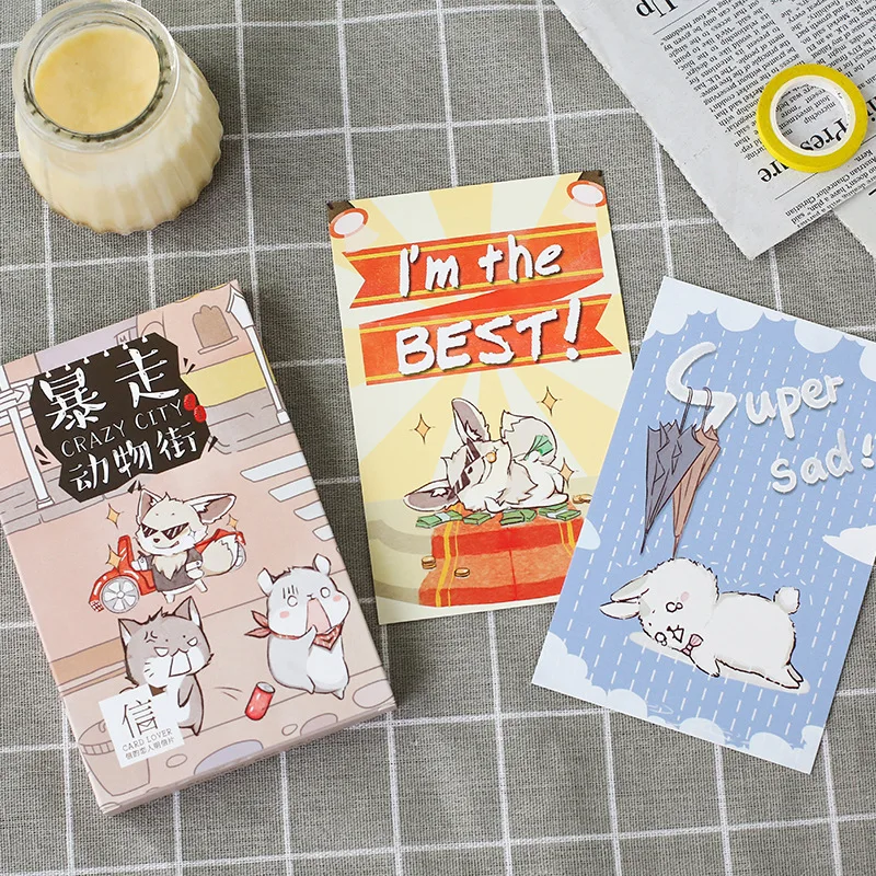 

3 set/1 lot Cartoon animals Greeting Card Postcards Birthday Bussiness Gift Card Set Message Card